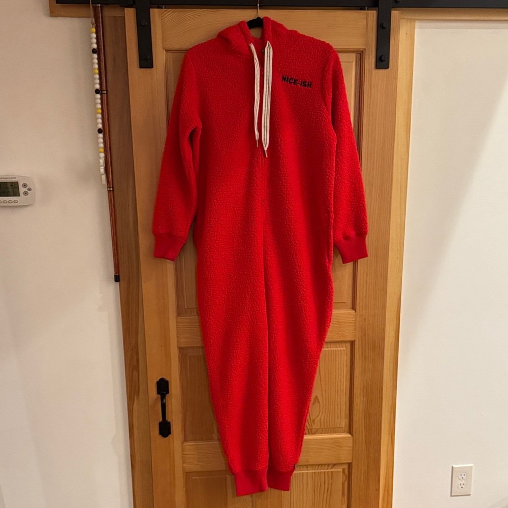 Aerie Red Hooded Teddy Onesie